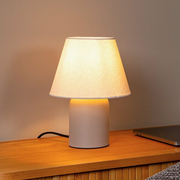 Lucide Stolna lampa Macia, bež/prirodna boja, visina 27 cm, keramika/tkanina, Bež, Dnevni boravak/blagovaonica, Keramika