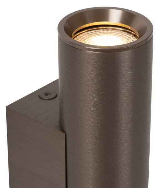 Lucide Zidni reflektor Dupla, boje hrđe, visine 18 cm, metalni, 2 žarulje., prigušiva, Smeđa / hrđa, Dnevni boravak/blagovaonica, Aluminij