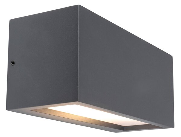 Deko-Light Rilongo zatvorena vanjska zidna svjetiljka, gore/dolje, aluminij, tamno siva, prigušiva, Crno, Aluminij, Zidna utičnica iznad/dolje