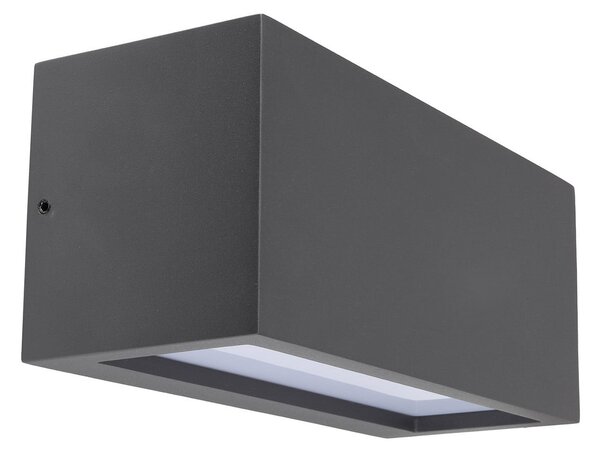 Deko-Light Rilongo zatvorena vanjska zidna svjetiljka, gore/dolje, aluminij, tamno siva, prigušiva, Crno, Aluminij, Zidna utičnica iznad/dolje