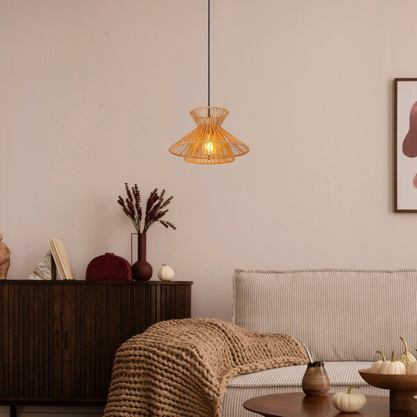 Lucide Viseća lampa Tasman, Ø 32 cm, prirodna boja, papir, prigušiva, Bež, Dnevni boravak/blagovaonica, Papirnati karton