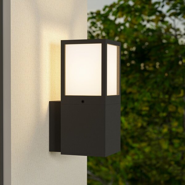 Deko-Light Vanjska zidna svjetiljka Facado 2 Square, aluminij, tamno siva, E27, prigušiva, Crno, Aluminij, Zidna utičnica iznad