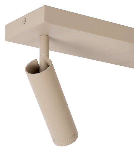 Lucide Stropni reflektor Grado, duljine 25 cm, taupe boje, metal, 2 žarulje., prigušiva, Bež, Dnevni boravak/blagovaonica, Aluminij