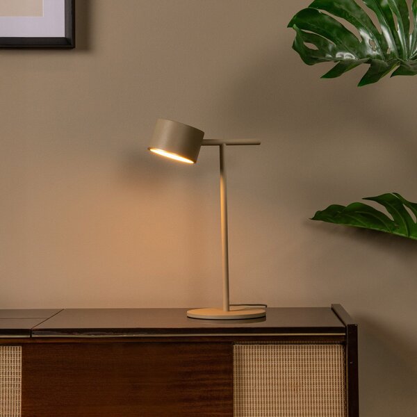 Lucide Gian LED stolna lampa, taupe, visina 40 cm, metalna, prigušiva, Bež, Dnevni boravak/blagovaonica, Metal