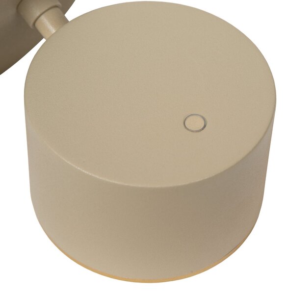 Lucide Gian LED zidna svjetiljka, taupe, širine 11 cm, metalna, prigušiva, Bež, Dnevni boravak/blagovaonica, Metal