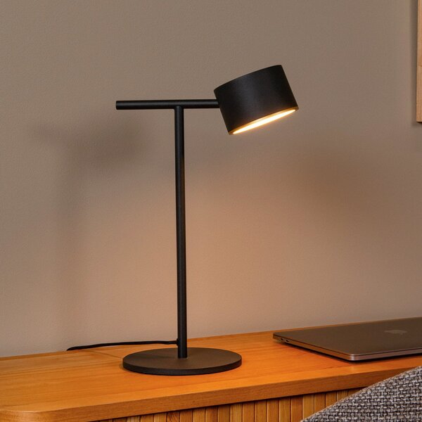 Lucide Gian LED stolna lampa, crna, visina 40 cm, metalna, prigušiva, Crno, Dnevni boravak/blagovaonica, Metal