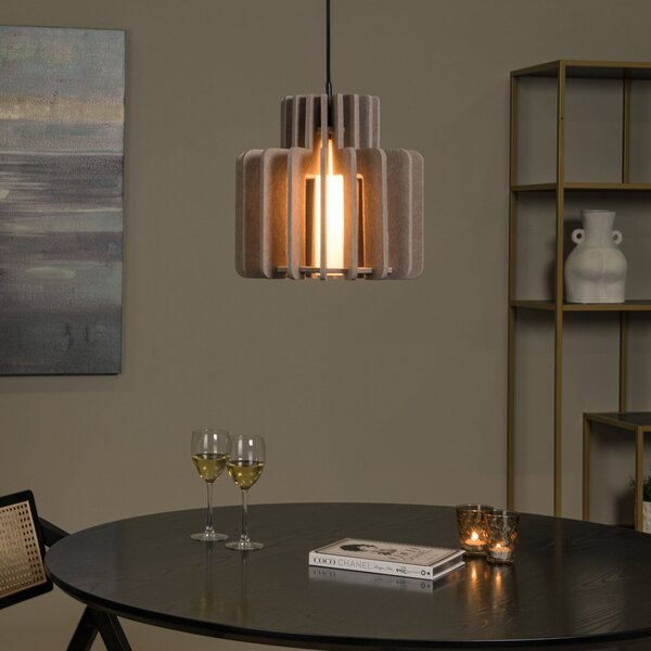 Lucide Viseća lampa Rollo, taupe, Ø 40 cm, tkanina/metal/staklo, prigušiva, Bež, Dnevni boravak/blagovaonica, Tkanina / tekstil