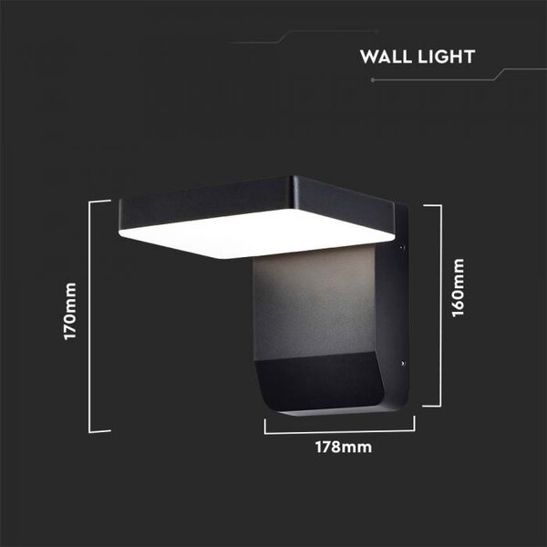 Zidna LED četvrtasta svjetiljka 17W 4000K - IP65 crna
