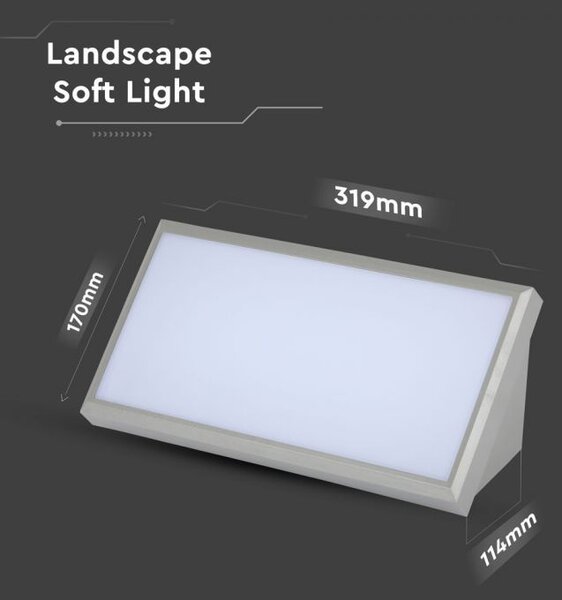 Zidna lampa 20W 4000K - IP65 siva