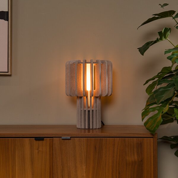 Lucide Stolna lampa Rollo, taupe, visina 35 cm, filc/staklo/metal, Bež, Dnevni boravak/blagovaonica, Tkanina / tekstil