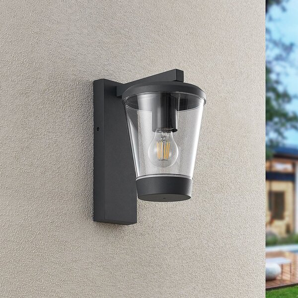 Trio Lighting CAVADO vanjska zidna svjetiljka, antracit, visina 28 cm, IP44, prigušiva, Crno, Aluminij