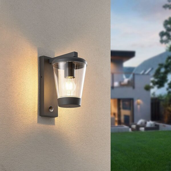 Trio Lighting CAVADO vanjska zidna svjetiljka s senzorskim aktiviranjem, antracit, visina 28, prigušiva, Crno, Aluminij