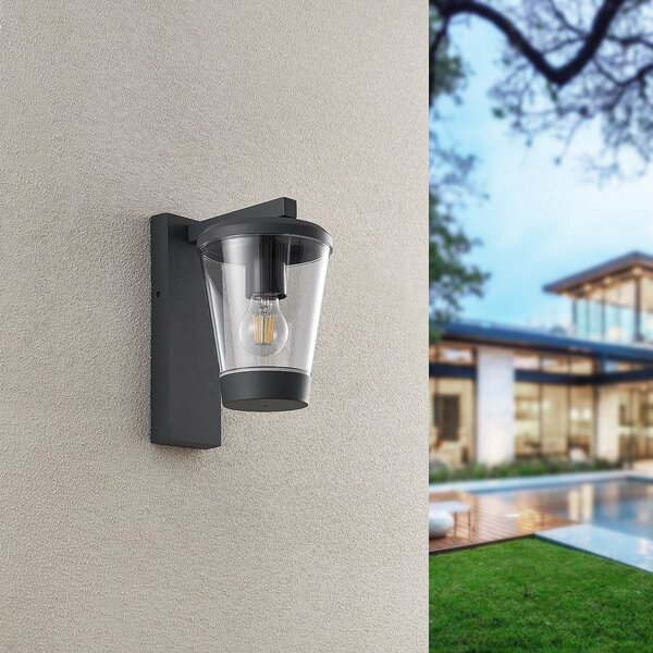 Trio Lighting CAVADO vanjska zidna svjetiljka, antracit, visina 28 cm, IP44, prigušiva, Crno, Aluminij
