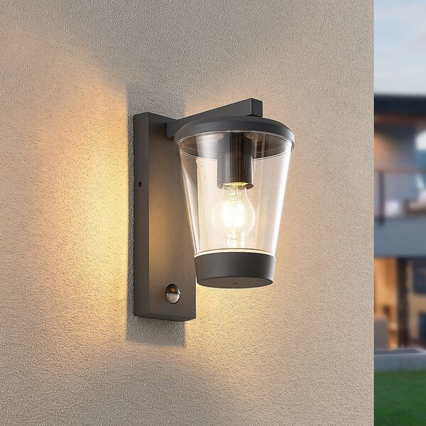 Trio Lighting CAVADO vanjska zidna svjetiljka s senzorskim aktiviranjem, antracit, visina 28, prigušiva, Crno, Aluminij