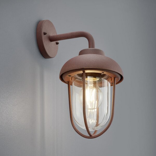 Trio Lighting DUERO vanjska zidna svjetiljka, boje hrđe, visina 33 cm, metal/staklo, IP44, prigušiva, Smeđa / hrđa, Aluminij, Zid okrugli