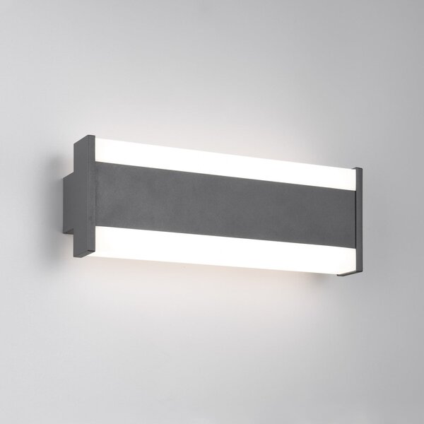 Trio Lighting DAWSON LED vanjska zidna svjetiljka, 30 cm, antracit IP54 CCT gore/dolje, Crno, Aluminij, Zidni kvadrat