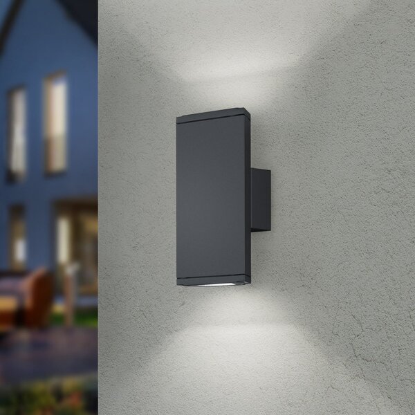 Trio Lighting LED vanjska zidna svjetiljka COLORADO antracit, visina 20 cm, metalna, IP54, Crno, Aluminij, Zidni kvadrat