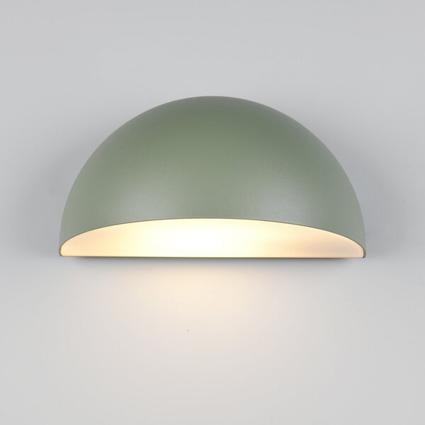 Trio Lighting MAAS vanjska zidna svjetiljka, zelena, širine 27 cm, metalna, IP44, prigušiva, Zelena, Aluminij, Zidna utičnica ispod