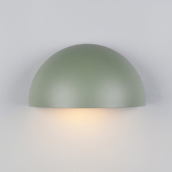 Trio Lighting MAAS vanjska zidna svjetiljka, zelena, širine 27 cm, metalna, IP44, prigušiva, Zelena, Aluminij, Zidna utičnica ispod