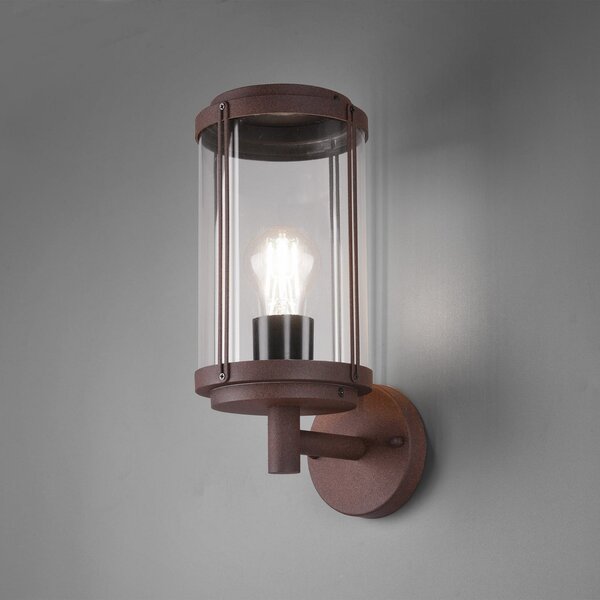 Trio Lighting Vanjska zidna svjetiljka TANARO, boje hrđe, visina 33 cm, metalna IP44, prigušiva, Smeđa / hrđa, Aluminij, Zid okrugli