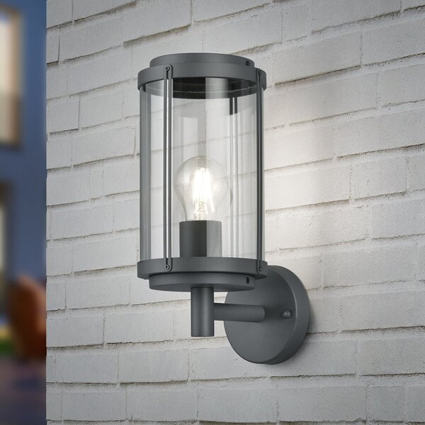 Trio Lighting Vanjska zidna svjetiljka TANARO, antracit, visina 33 cm, metal, IP44, prigušiva, Crno, Aluminij, Zid okrugli