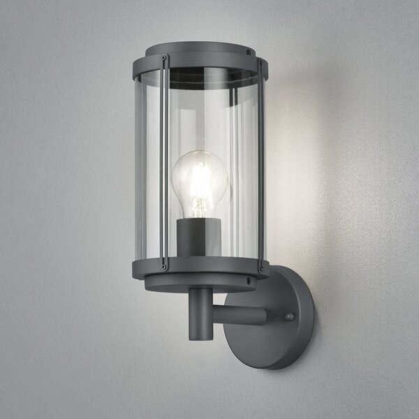 Trio Lighting Vanjska zidna svjetiljka TANARO, antracit, visina 33 cm, metal, IP44, prigušiva, Crno, Aluminij, Zid okrugli