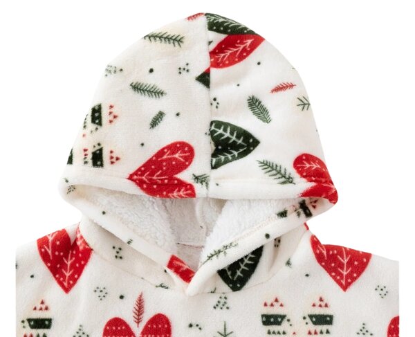 Topla deka s imitacijom ovčjeg krzna, s rukavima i kapuljačom WINTER HEARTS, šarena