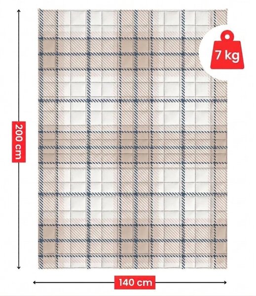 Terapijska deka GRAVIA SANDORA 140 × 200 cm, 7 kg, svijetlo bež boja