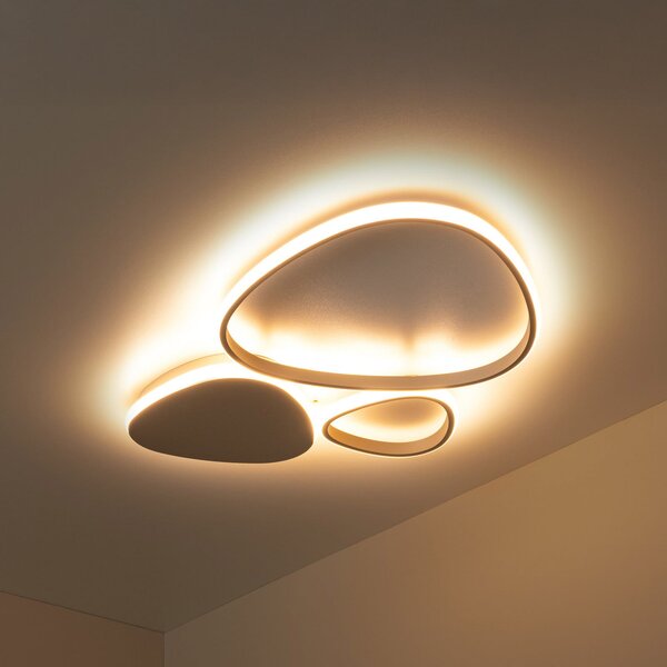 Lucide LED stropna svjetiljka Samling, duljina 62 cm, taupe, metalna, prigušiva, Bež, Dnevni boravak/blagovaonica, Metal