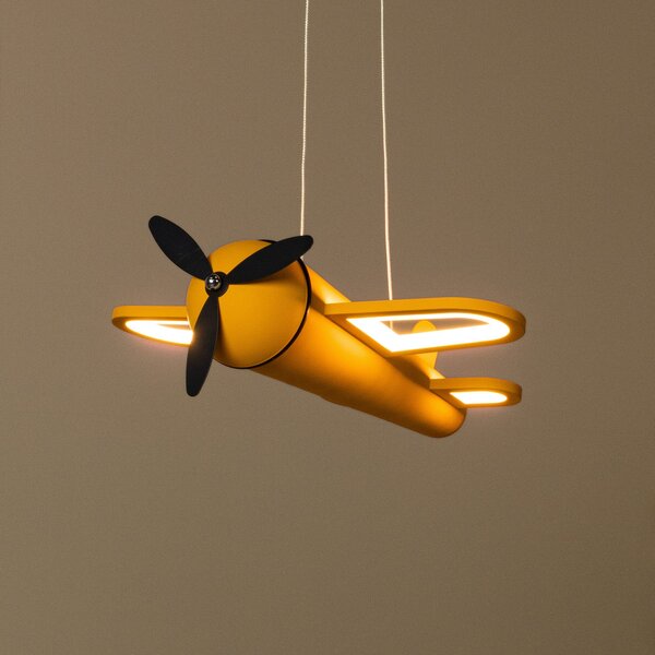 Lucide Fokker LED viseća svjetiljka za dječju sobu, žuta, duljina 46 cm, metalna, Žuta, rasadnik, Metal
