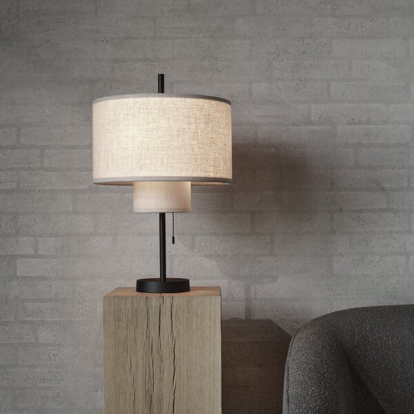 New Works Stolna lampa Margin, bež, tekstil, Ø 36 cm, E27, Bež, Dnevni boravak/blagovaonica, Tkanina / tekstil