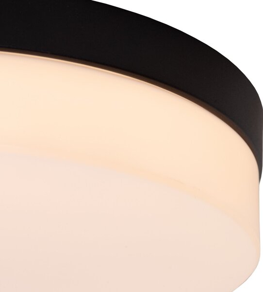 Lucide Biskit LED stropna svjetiljka za kupaonicu, crna, Ø 23 cm, plastika, Crno, kupaonica, Plastika