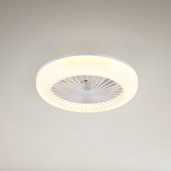Reality Leuchten Mora LED ventilator, DC, tihi, Ø 45 cm, CCT, daljinski upravljač, prigušiva, Bijela, Dnevni boravak/blagovaonica, Plastika