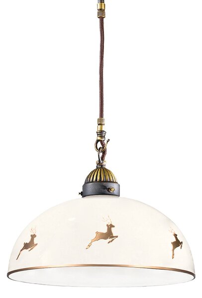 Austrolux KOLARZ viseća lampa Nonna Ø 30 cm jelen zlatne boje glatki rub, prigušiva, Bijela, Dnevni boravak/blagovaonica, Staklo