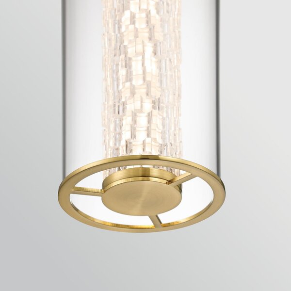 Quintiesse ESPADA LED viseća svjetiljka, brušeno zlato, Ø 15 cm metal/staklo, prigušiva, Zlato / mjed, Dnevni boravak/blagovaonica, Aluminij