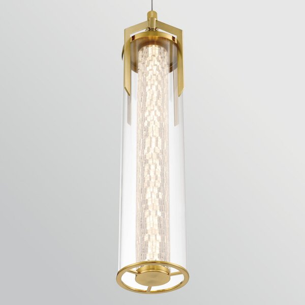 Quintiesse ESPADA LED viseća svjetiljka, brušeno zlato, Ø 15 cm metal/staklo, prigušiva, Zlato / mjed, Dnevni boravak/blagovaonica, Aluminij