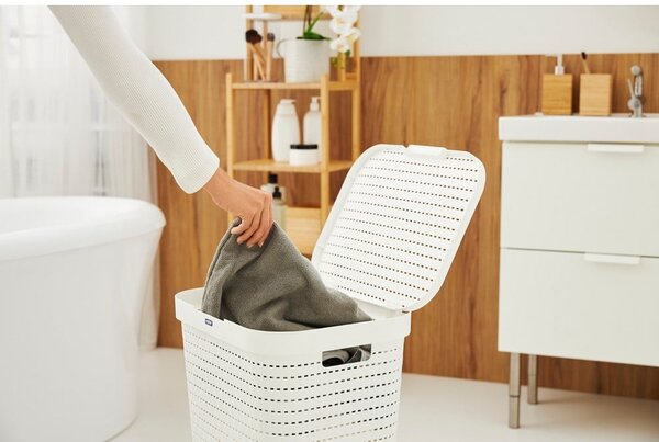 Bijela plastična košara za rublje 55 l Country - Rotho
