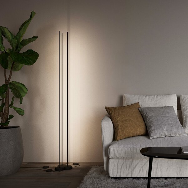 Wever & Ducré Lighting WEVER DUCRÉ LED podna lampa Finlin crna 2700 K s prigušivačem, prigušiva, Crno, Dnevni boravak/blagovaonica, Aluminij