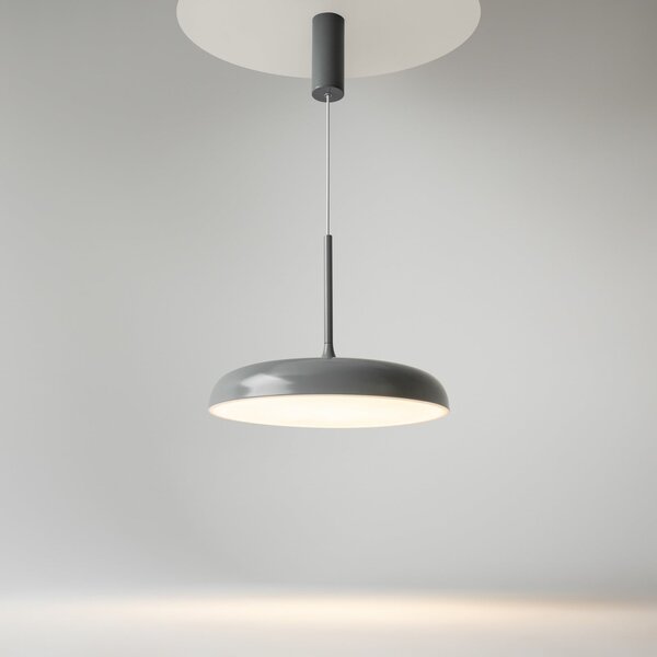 Maytoni LED viseća svjetiljka Gerhard, Ø 40 cm, siva, metalna, Sivo, Dnevni boravak/blagovaonica, Metal