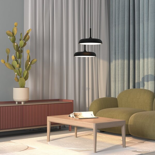 Maytoni LED viseća svjetiljka Gerhard, Ø 40 cm, crna, metalna, Crno, Dnevni boravak/blagovaonica, Metal