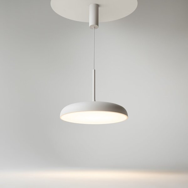 Maytoni LED viseća svjetiljka Gerhard, Ø 40 cm, bijela, metalna, Bijela, Dnevni boravak/blagovaonica, Metal
