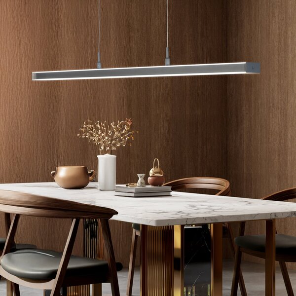 FISCHER & HONSEL Valeno LED viseća svjetiljka, siva, duljina 115 cm, CCT, dodirni prigušivač, prigušiva, Sivo, Dnevni boravak/blagovaonica, Metal