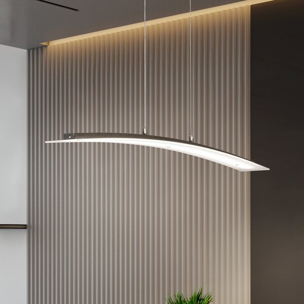 FISCHER & HONSEL Mavero LED viseća svjetiljka, nikal, duljina 90 cm, CCT, dodirni prigušivač, prigušiva, Metalik, Dnevni boravak/blagovaonica, Metal