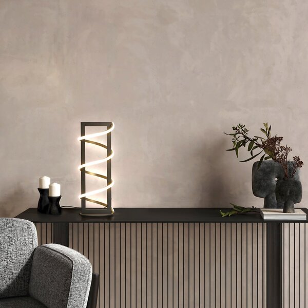 FISCHER & HONSEL Gwen LED stolna lampa, crna, visina 45 cm, CCT, dodirni prigušivač, prigušiva, Crno, Dnevni boravak/blagovaonica, Metal