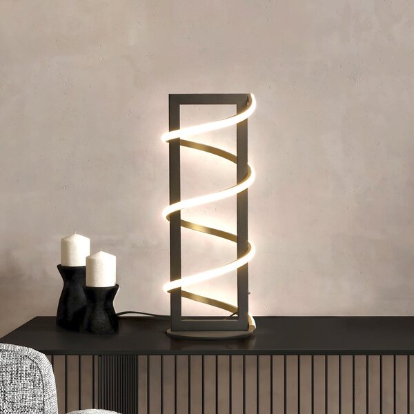 FISCHER & HONSEL Gwen LED stolna lampa, crna, visina 45 cm, CCT, dodirni prigušivač, prigušiva, Crno, Dnevni boravak/blagovaonica, Metal