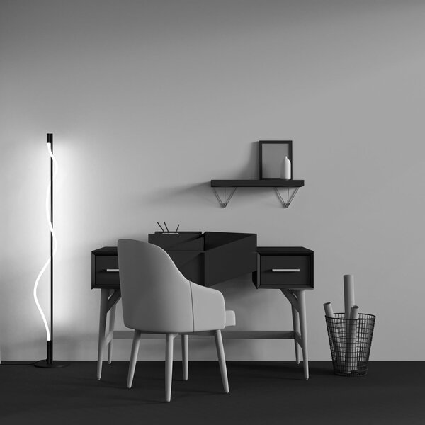 Maytoni LED podna lampa Tau, crna, aluminij, visina 150 cm, Crno, Dnevni boravak/blagovaonica, Aluminij