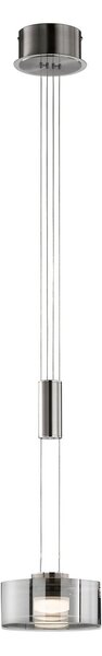 FISCHER & HONSEL LED viseća svjetiljka LAVIN, nikal/dim, Ø 20 cm, metal/staklo, dim, prigušiva, Sivo, Dnevni boravak/blagovaonica, Metal