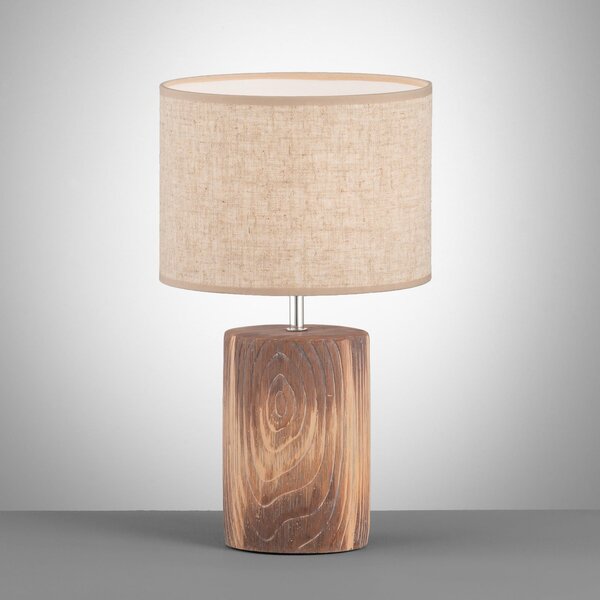 FISCHER & HONSEL Stolna lampa Malik, boje pijeska, lanena tkanina, visina 43 cm, grlo E27, Bež, Dnevni boravak/blagovaonica, Tkanina / tekstil