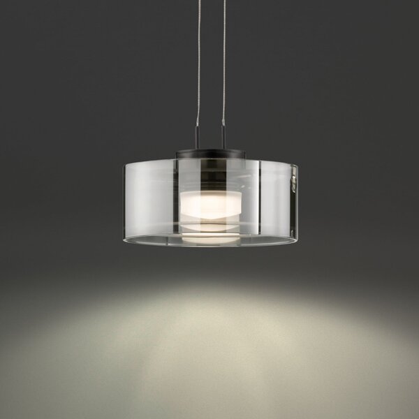 FISCHER & HONSEL LED viseća svjetiljka LAVIN, crna/dimljena, Ø 20 cm metal/staklo dim., prigušiva, Sivo, Dnevni boravak/blagovaonica, Metal