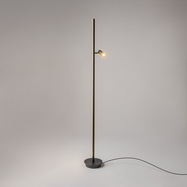 Maytoni LED podna lampa tanka, crna, aluminijska, visina 155 cm, prigušljiva, prigušiva, Crno, Dnevni boravak/blagovaonica, Aluminij
